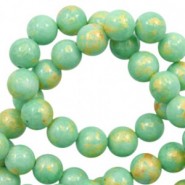 Natural stone beads round 8mm jade Gold-light turquoise green